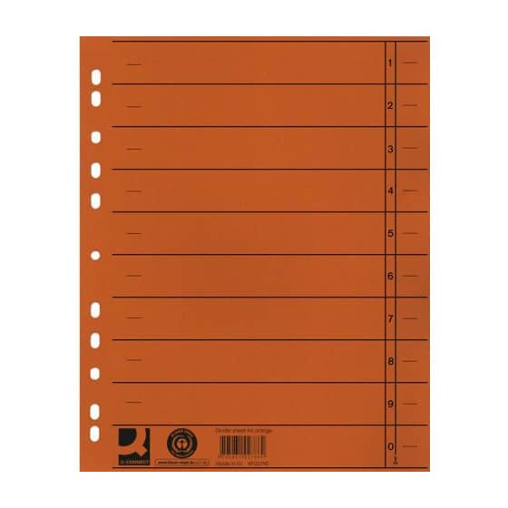 Q-Connect® Trennblätter durchgefärbt - A4 Überbreite, orange, 100 Stück