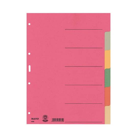 Leitz 4358 Register - Karton, blanko, A4, 6 Blatt, farbig
