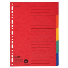 Falken Zahlenregister - 1-5, Karton farbig, A4, 5 Farben,...