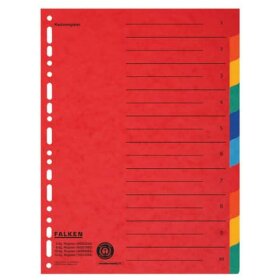 Falken Zahlenregister - 1-10, Karton farbig, A4, 5...