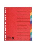 Falken Zahlenregister - 1-12, Karton farbig, A4, 6 Farben, gelocht mit Orgadruck