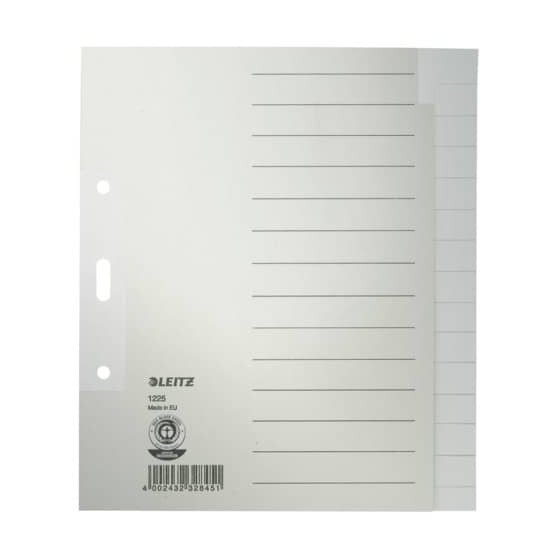 Leitz 1225 Register - Tauenpapier, blanko, A5 Überbreite, 15 Blatt, grau