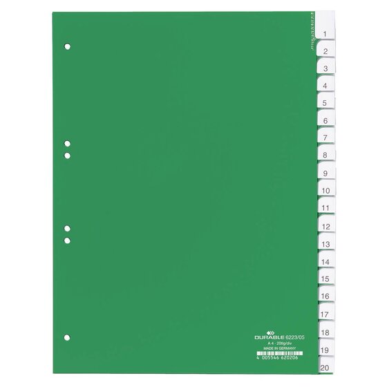 Durable Register - Hartfolie, blanko, grün, A4, 20 Blatt