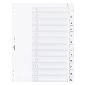 Durable Register - PP, blanko, weiß, A4, 12 Blatt