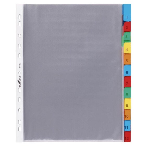 Durable Hüllenregister - Folie, blanko, transparent, A4, 12 Blatt