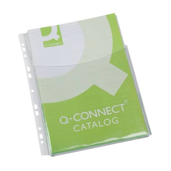 Q-Connect® Klarsichthüllen für Kataloge - glasklar, 0,18 mm, A4, Folie 3/4 Höhe, 5 Stück