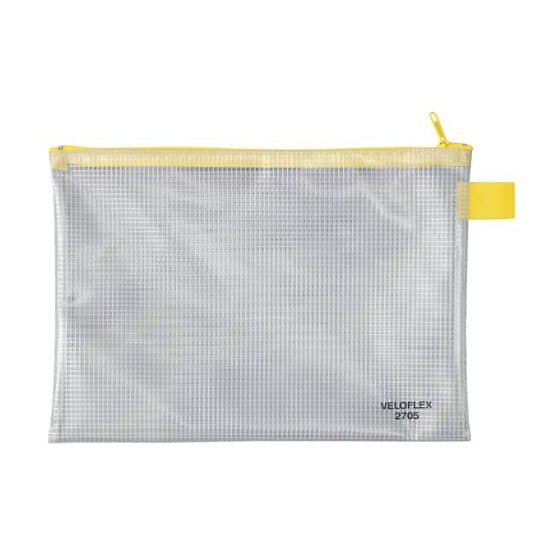 Veloflex® Reißverschlusstaschen - transparent/gelb, A5, 250 x 180 mm