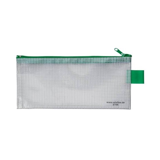 Veloflex® Reißverschlusstaschen - transparent/grün, A6, 200 x 100 mm