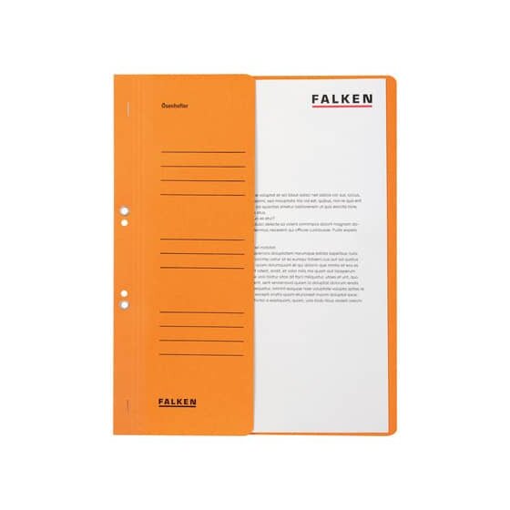 Falken Ösenhefter - A4 1/2 Vorderdeckel kfm. Heftung, orange, Manilakarton, 250 g/qm