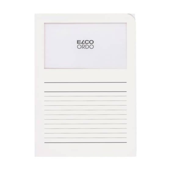 Elco Sichtmappen Ordo classico - weiß, 120g, 100 Stück, Sichtfenster und Linien