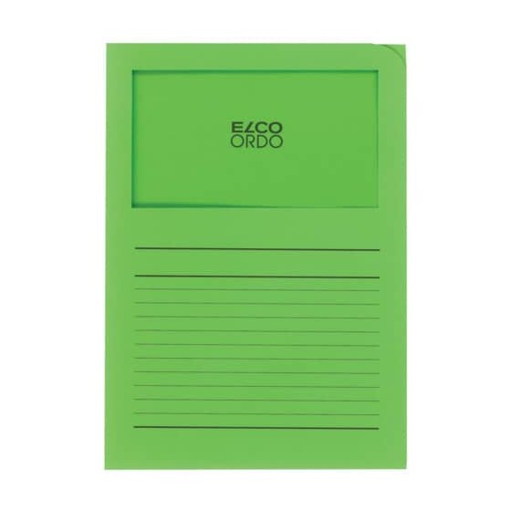 Elco Sichtmappen Ordo classico - grün, 120g, 100 Stück, Sichtfenster und Linien