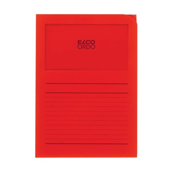 Elco Sichtmappen Ordo classico - rot, 120g, 100 Stück, Sichtfenster und Linien