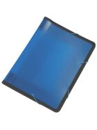 Q-Connect® Fächermappe - 13 Taschen, 250 Blatt, PP, transluzent blau