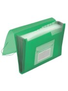 Q-Connect® Fächermappe - 13 Taschen, 250 Blatt, PP, transluzent grün