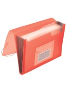 Q-Connect® Fächermappe - 13 Taschen, 250 Blatt, PP, transluzent rot