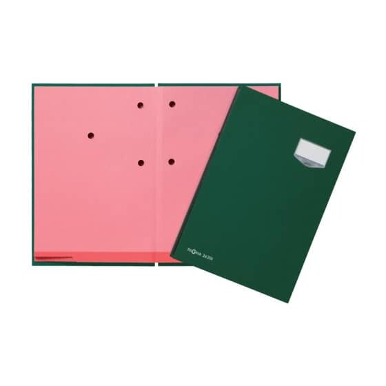 Pagna® Unterschriftsmappe DE LUXE - 20 Fächern, A4, Leinen-Einband, grün