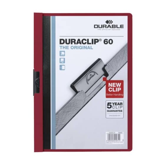 Durable Klemm-Mappe DURACLIP® 60 - A4, aubergine/dunkelrot