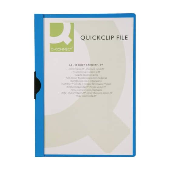 Q-Connect® Klemmmappe - blau, Fassungsvermögen bis 30 Blatt