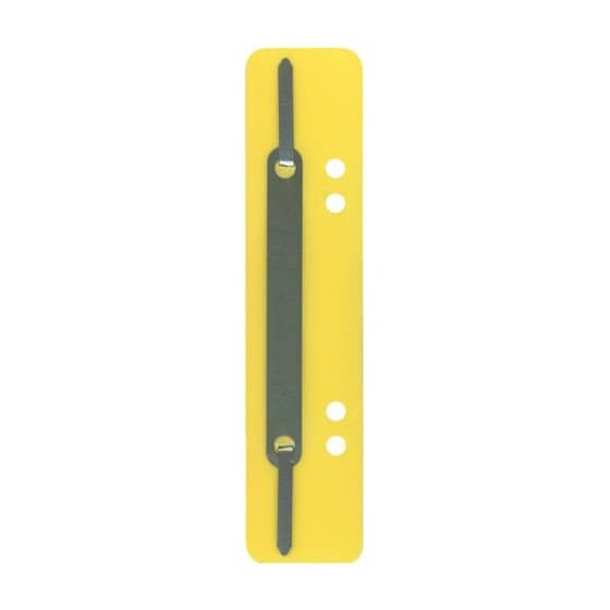 Q-Connect® Heftstreifen Kunststoff, kurz - Deckleiste aus Metall, gelb, 25 Stück