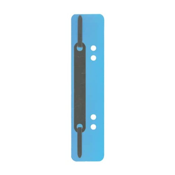 Q-Connect® Heftstreifen Kunststoff, kurz - Deckleiste aus Metall, hellblau, 25 Stück