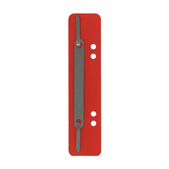 Q-Connect® Heftstreifen Kunststoff, kurz - Deckleiste aus Metall, rot, 25 Stück