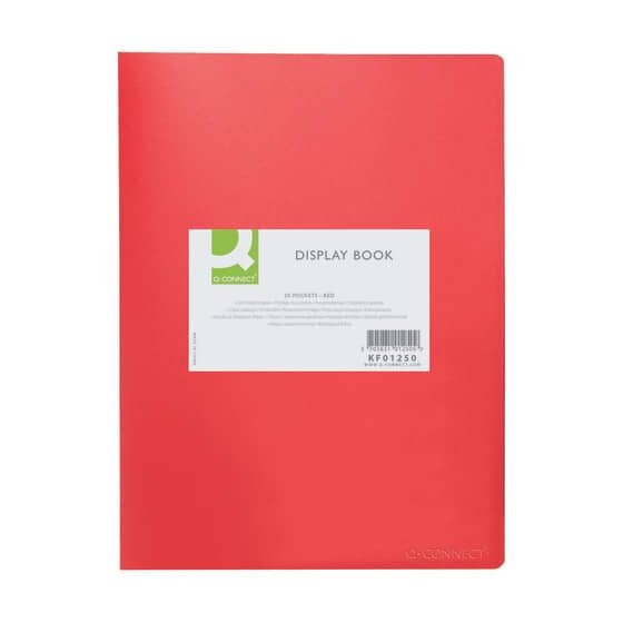 Q-Connect® Sichtbuch - 20 Hüllen, Einband PP, 450 mym, rot