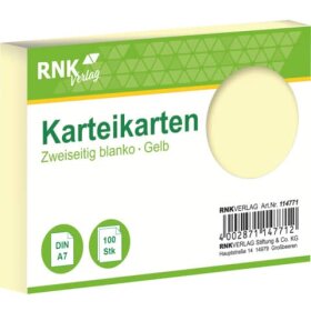 RNK Verlag Karteikarten - DIN A7, blanko, gelb, 100 Karten