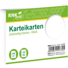 RNK Verlag Karteikarten - DIN A7, blanko, weiß, 100...