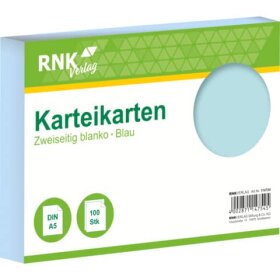 RNK Verlag Karteikarten - DIN A5, blanko, blau, 100 Karten