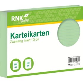 RNK Verlag Karteikarten - DIN A5, liniert, grün, 100...