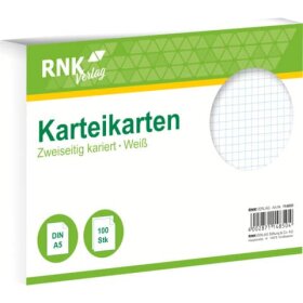 RNK Verlag Karteikarten - DIN A5, kariert, weiß,...
