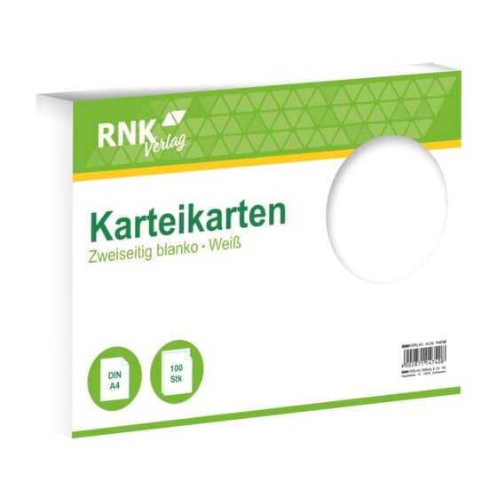 RNK Verlag Karteikarten - DIN A4, blanko, weiß, 100 Karten