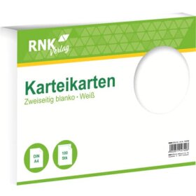 RNK Verlag Karteikarten - DIN A4, blanko, weiß, 100...