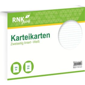 RNK Verlag Karteikarten - DIN A4, liniert, weiß,...