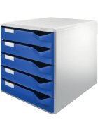 Leitz 5280 Schubladenset Post-Set - A4/C4, 5 halboffene Schubladen, lichtgrau/blau