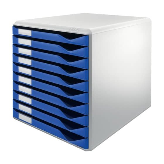 Leitz 5281 Schubladenset Formular-Set - A4/C4, 10 geschlossene Schubladen, lichtgrau/blau