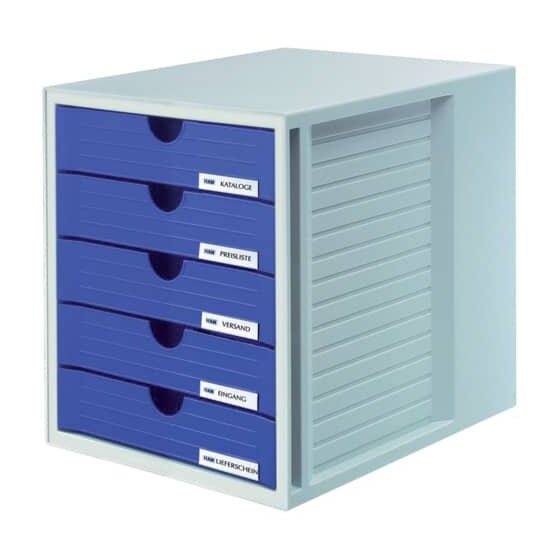 HAN Schubladenbox SYSTEMBOX - A4/C4, 5 geschlossene Schubladen, lichtgrau-blau