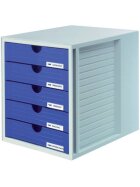 HAN Schubladenbox SYSTEMBOX - A4/C4, 5 geschlossene Schubladen, lichtgrau-blau