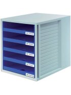 HAN Schublabdenbox SCHRANK-SET - A4/C4, 5 offene Schubladen, lichtgrau/blau