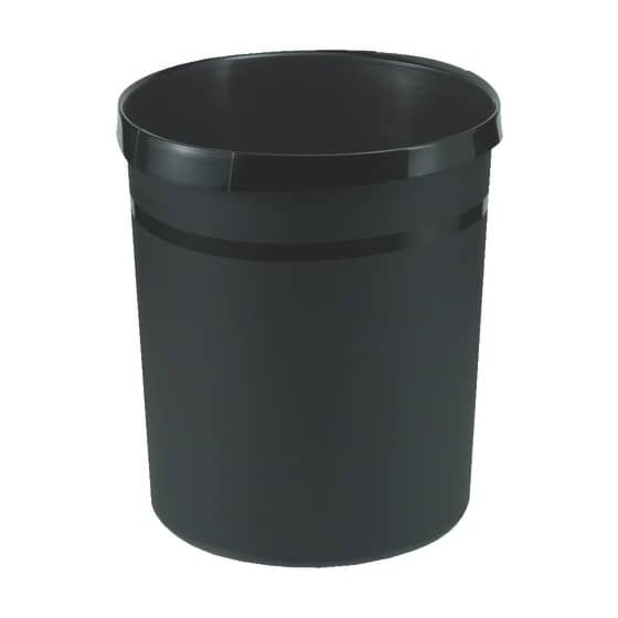 HAN Papierkorb GRIP - 18 Liter, rund, 2 Griffmulden, extra stabil, schwarz