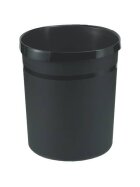 HAN Papierkorb GRIP - 18 Liter, rund, 2 Griffmulden, extra stabil, schwarz