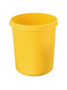 HAN Papierkorb KLASSIK - 30 Liter, rund, 2 Griffmulden, extra stabil, gelb