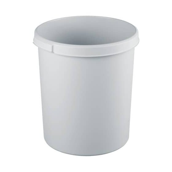 HAN Papierkorb KLASSIK - 30 Liter, rund, 2 Griffmulden, extra stabil, lichtgrau