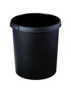 HAN Papierkorb KLASSIK - 30 Liter, rund, 2 Griffmulden, extra stabil, schwarz