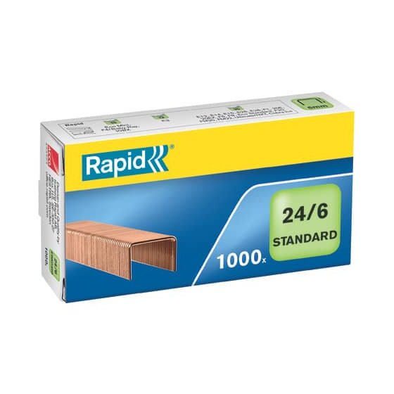 Rapid® Heftklammern 24/6mm Standard, verkupfert, 1000 Stück