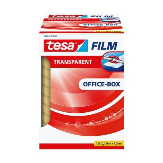 tesa® Klebefilm Office Box - transparent, 12 mm x 66 m, 12 Rollen