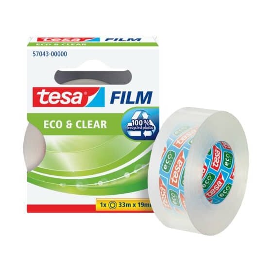 tesa® Klebefilm Eco & Clear - unsichtbar, 19 mm x 33 m