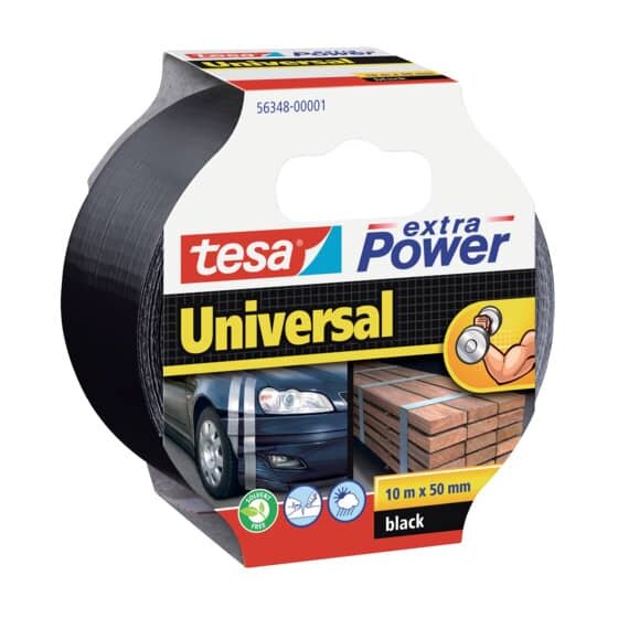 tesa® Gewebeklebeband extra Power® Universal, 10 m x 50 mm, schwarz