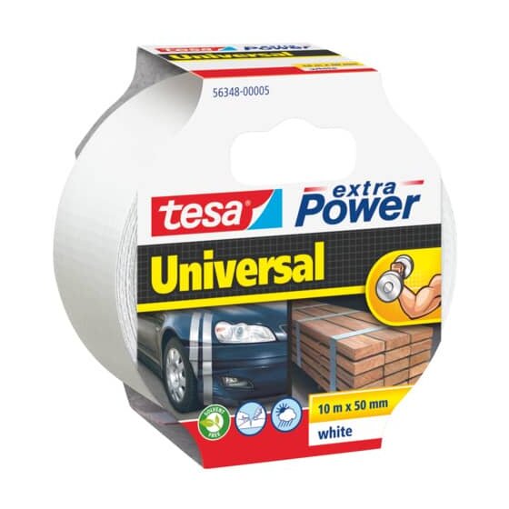 tesa® Gewebeklebeband extra Power® Universal, 10 m x 50 mm, weiß