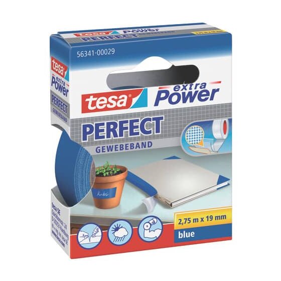 tesa® Gewebeklebeband extra Power Perfect - 2,75 m x 19 mm, blau